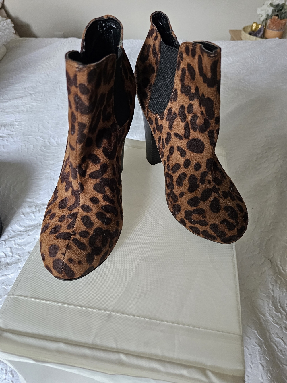 Madden GIRL Leopard Print Block Heel Ankle Boots